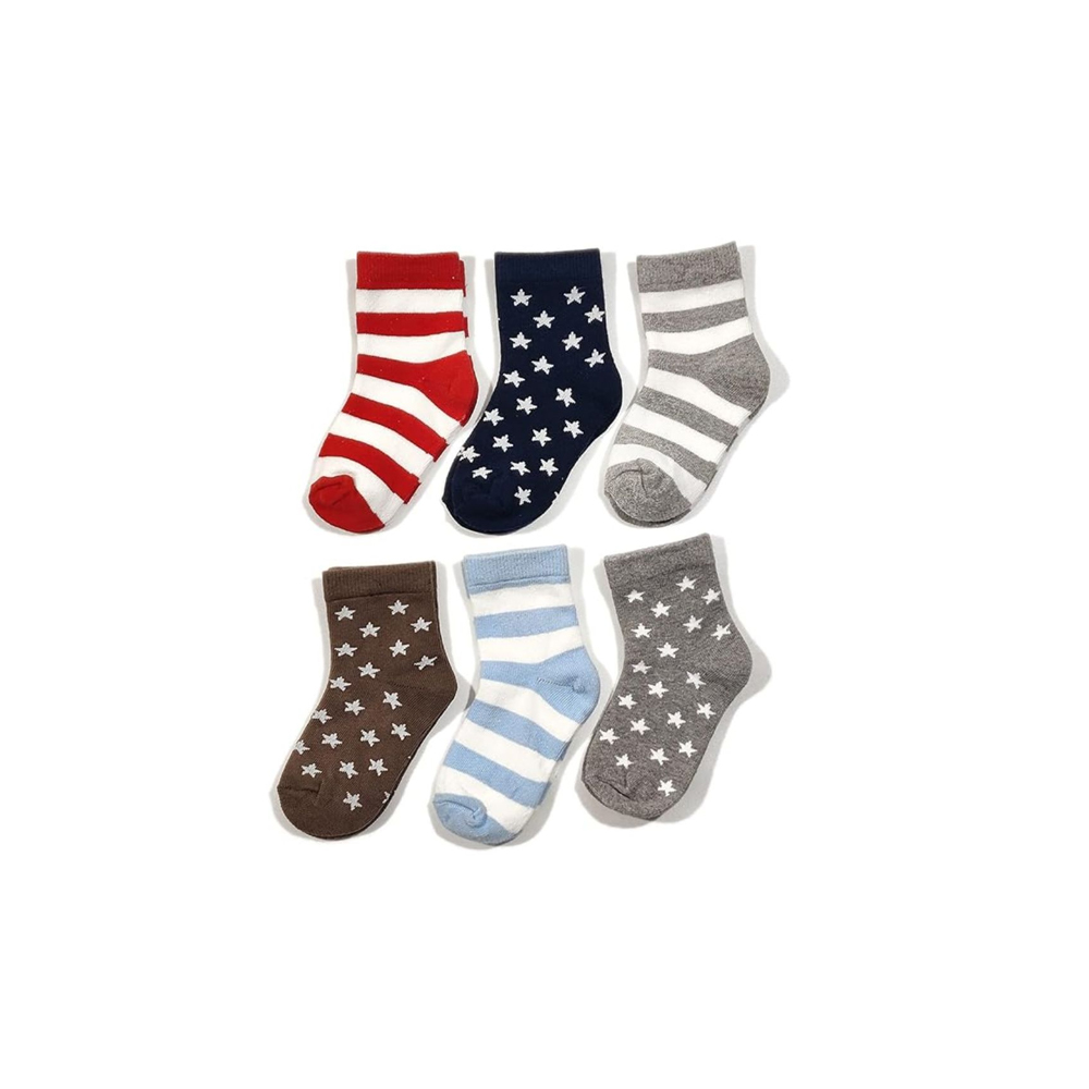 Organic Cotton Kids Socks – Pack of 6 Pairs – Star Stripe