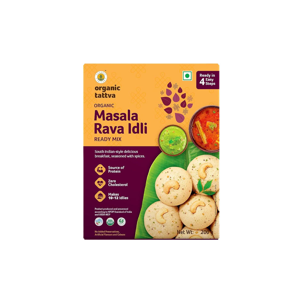 Organic Tattva Organic Masala Rava Idli/Idly Instant Ready Mix 200 Gm