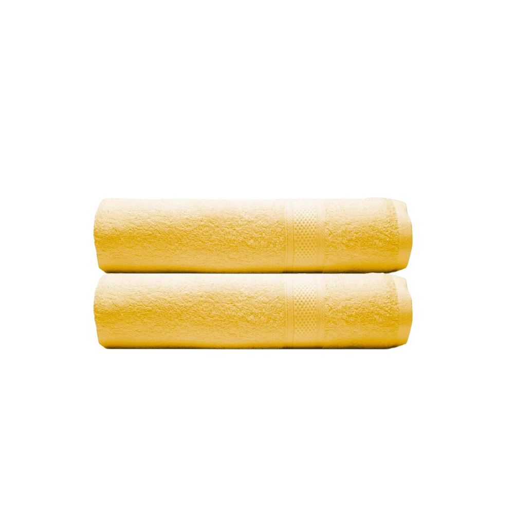 Pure Organic Cotton King Size (75×150 cms) Bath Towels | 450 GSM | (Pack of 2 Sunshine Yellow)