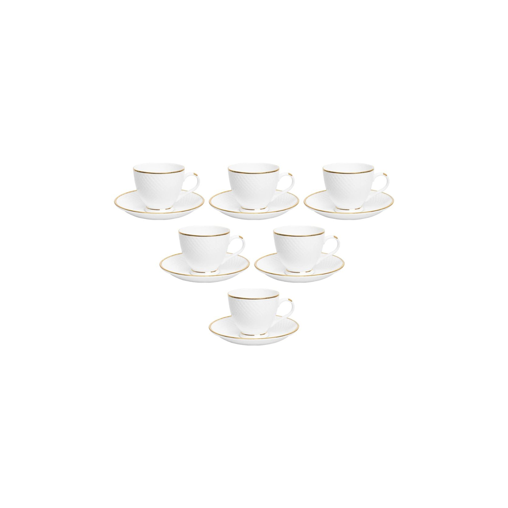 Dinnerware White Tea Cups | Mugs and Saucer-200 ml – Set of 6