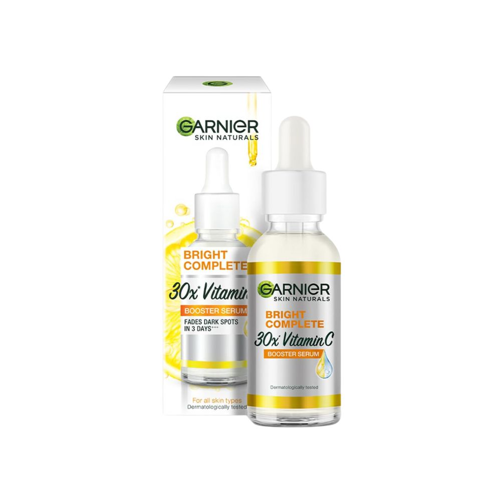 Garnier Skin Naturals | Face Serum | Increases Skin’s Glow Instantly and Reduces Spots Overtime | Bright Complete Vitamin C Booster | 30 ML