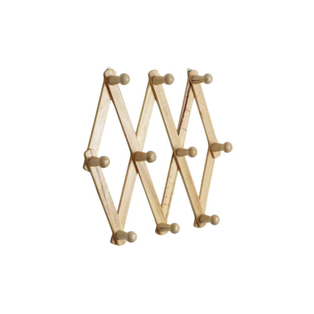 Hokipo Wooden Bamboo Wall Mounted Adjustable Hanger