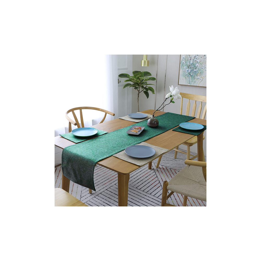 CASA-NEST Jute Table Runner with Backing Heat Resistant Dining Table Runner for Dining Table Wedding Party, 12 x 60 inches(Green) | 200 g