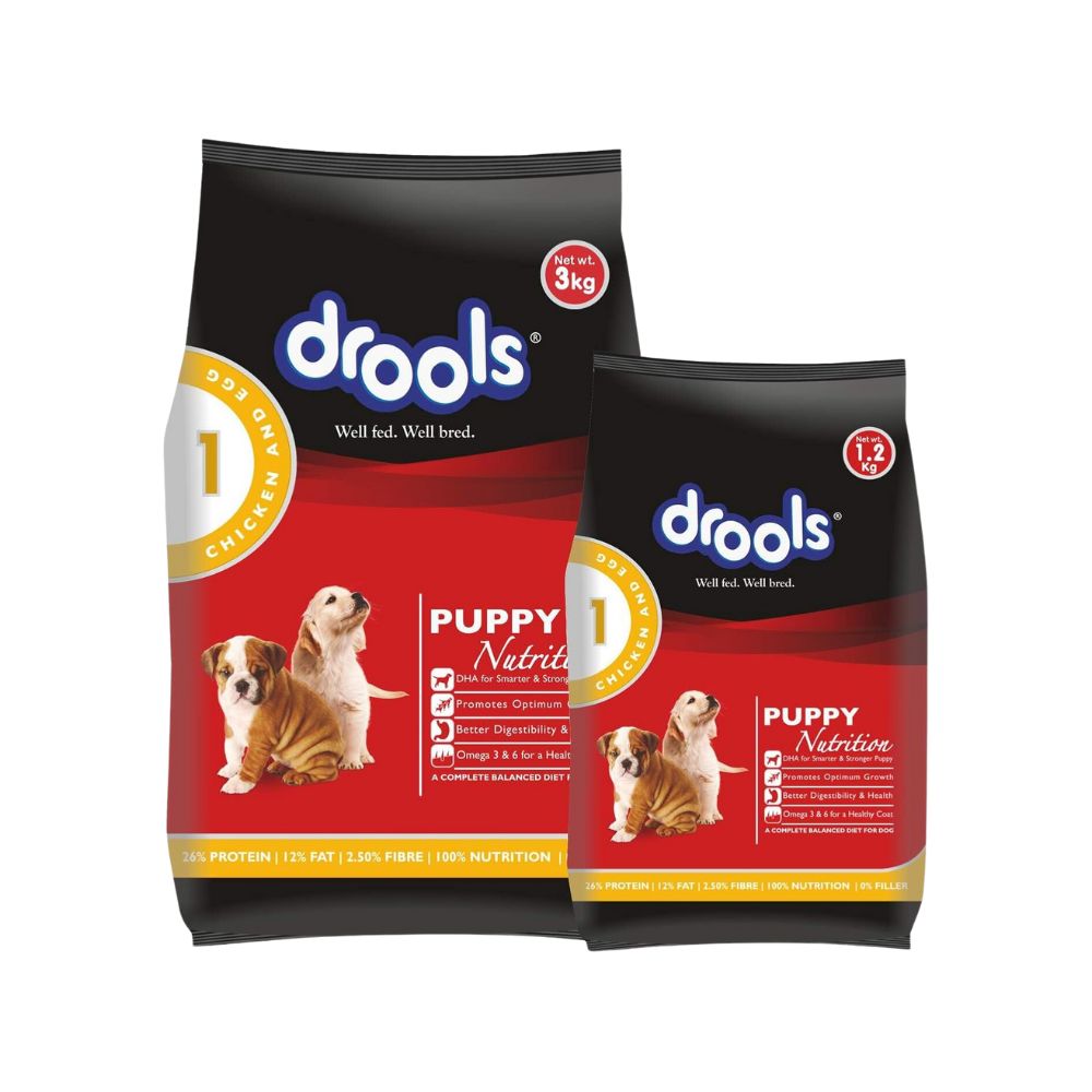 Drools Puppy Dry Dog Food Chicken and Egg | 3 KG with Free 1.2kg