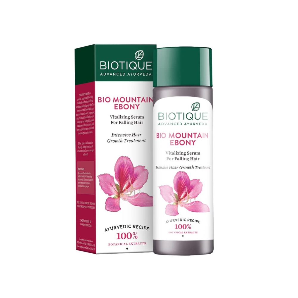 Biotique Mountain Ebony Vitalizing Serum | Prevents Hair Fall & Soothes Scalp| Promotes Hair Growth | 100% Botanical Extracts | Suitable for All Skin Types | 120ml