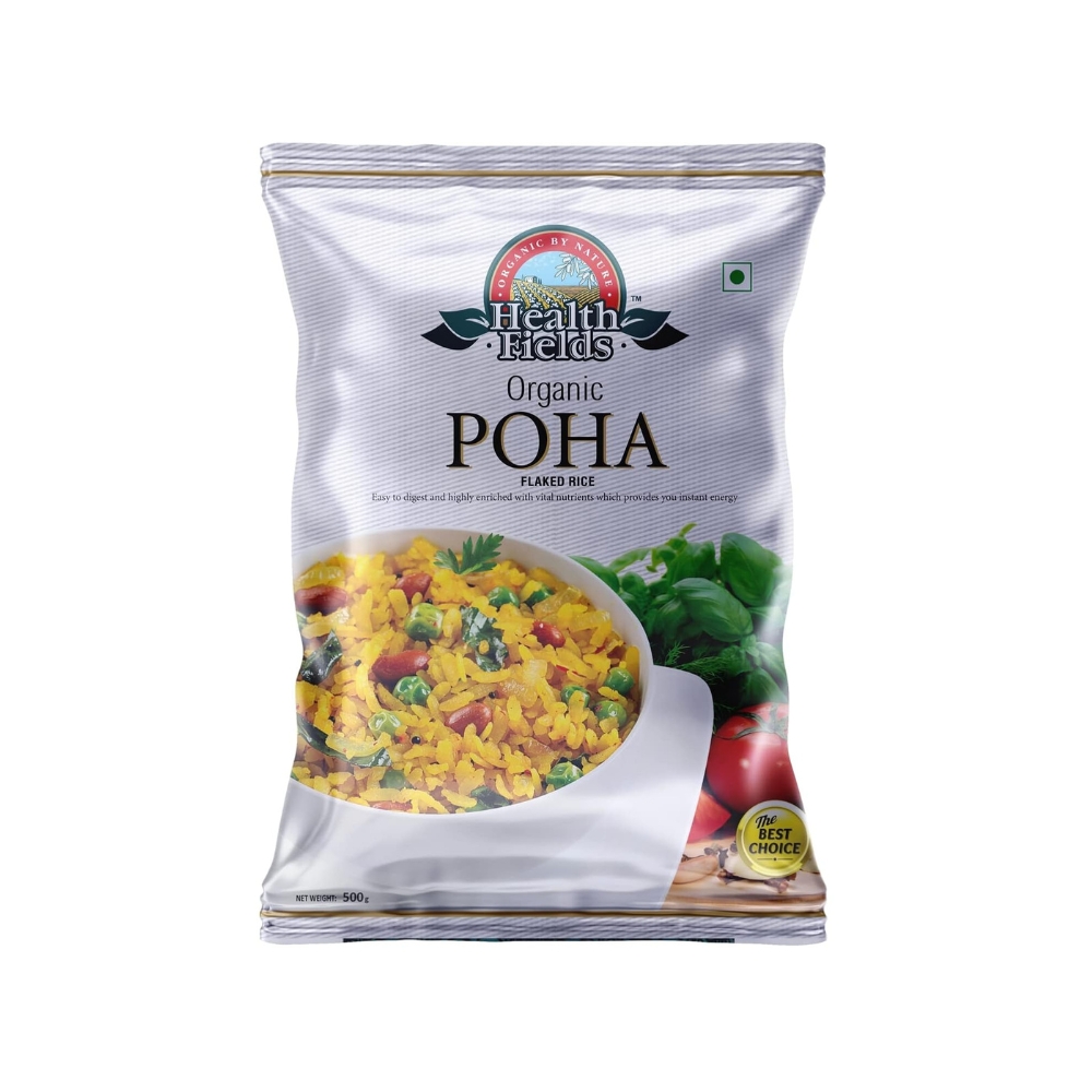 Health Fields Organic Poha / Flattened Rice |1 kg (2 X 500 g Pouch)