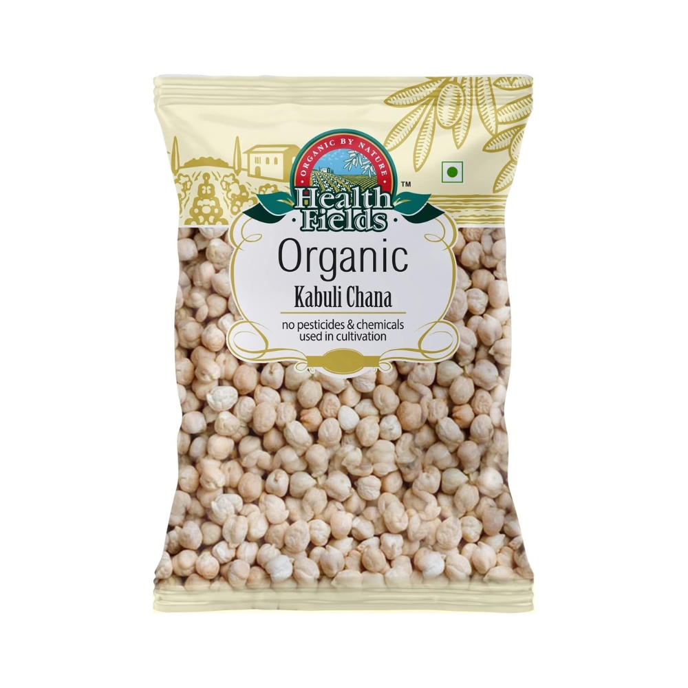 Health Fields Organic Kabuli Chana (Chickpeas) | 1 KG, Heathy Chhole High in Fibre & Protein, No Preservative