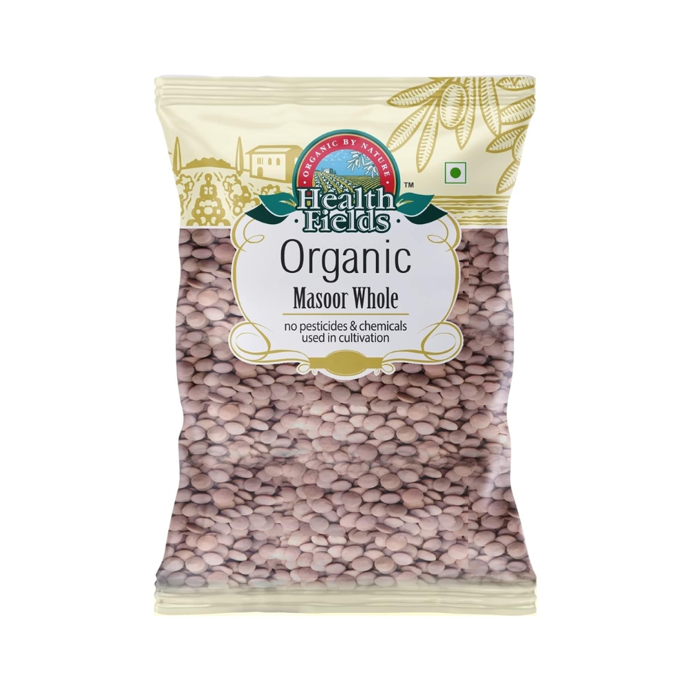 Health Fields Organic Masoor Daal (Red Lentil) Whole | 2 kg (2 Pack of 1 kg Each)