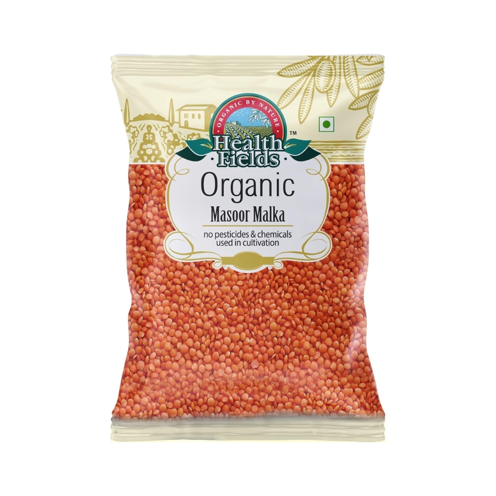 Health Fields Organic Masoor Malka (Red Lentil) Arhar Daal (Pigeon Pea) Urad Daal (Black Gram) Chilka | 1 Kg