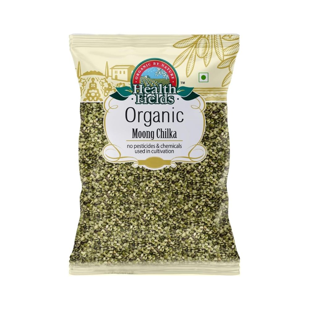 Health Fields Organic Moong Dal Chilka, Green Gram, Unpolished with Skin | 1 KG