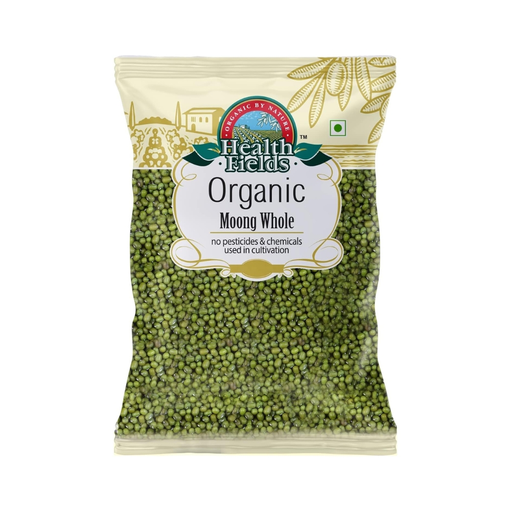 Health Fields Organic Moong Dal Sabot/Green Gram Whole | 1 KG