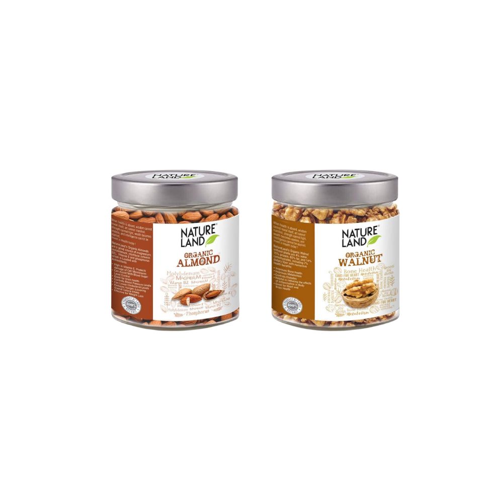 Natureland Organics Almonds 250 g & Walnuts 150 g (Dry Fruits Combo)