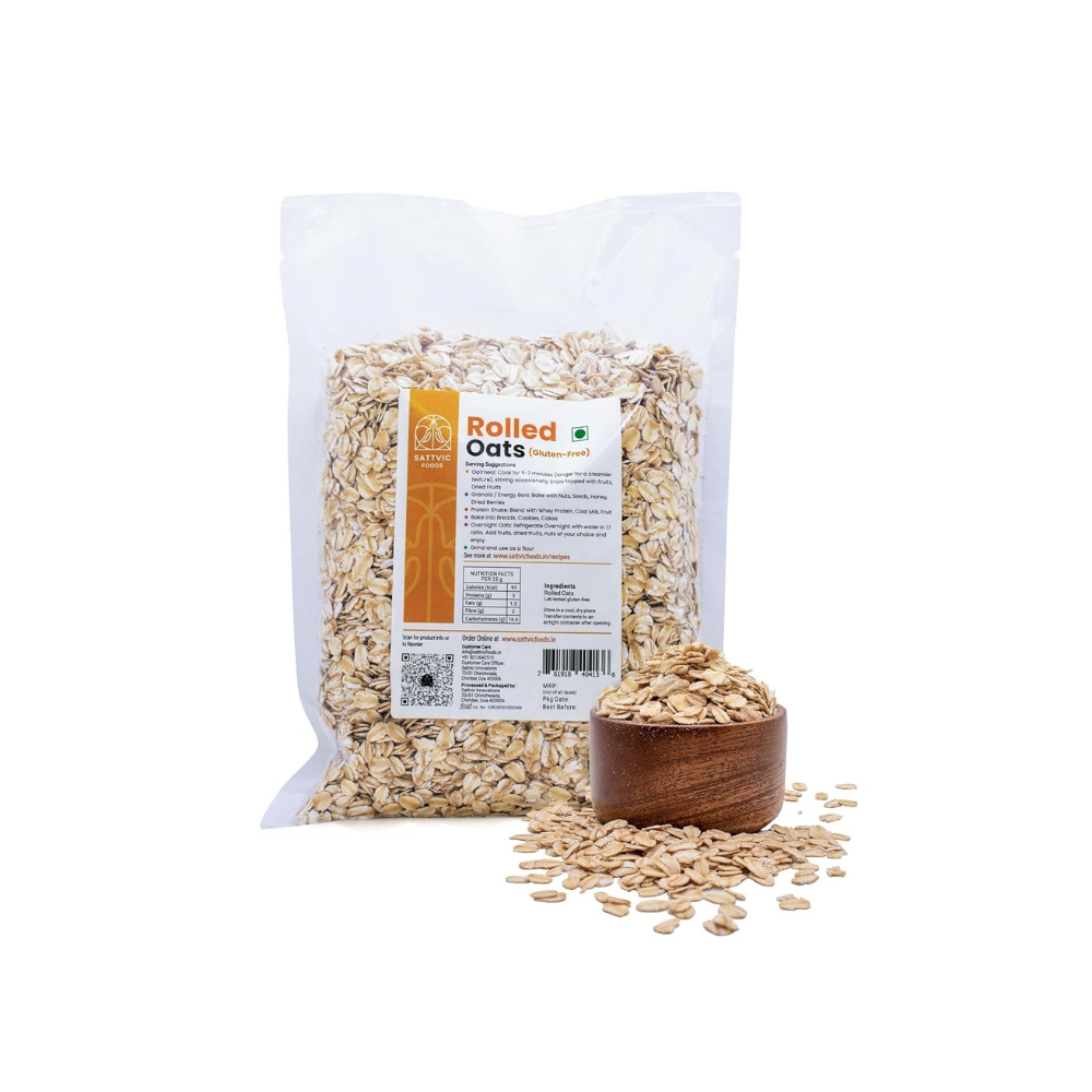 Sattvic Foods Gluten-free Jumbo Rolled Oats | 1.5 KG