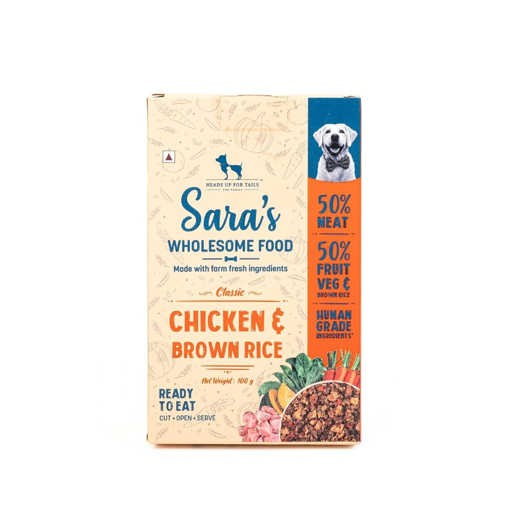 Heads Up For Tails Sara’s Wholesome Food – Classic Chicken And Brown Rice Dog Food | 100 GM