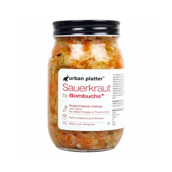 Urban Platter Sauerkraut Original Pickled Probiotic Cabbage with Carrot | 450 g