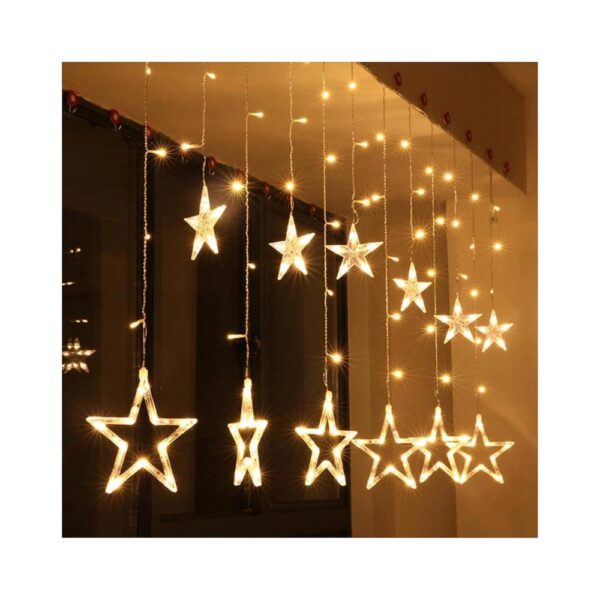 Desidiya 12 Stars 138 Led Curtain String Lights Window Curtain Lights with 8 Flashing Modes Decoration for Christmas | 0.3 kg