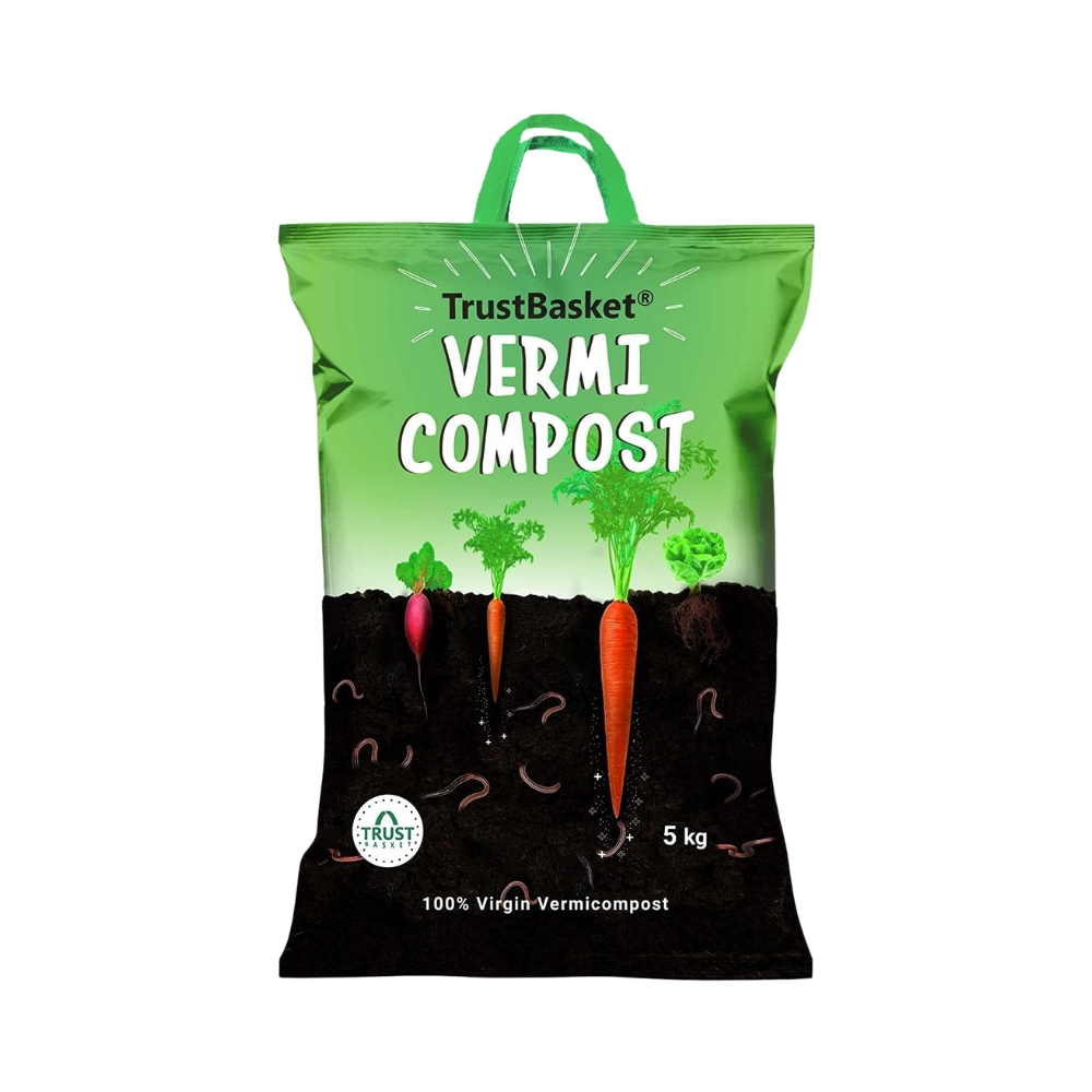 TrustBasket Nutrient Rich Organic Vermicompost Fertilizer Manure For Plants,Home Garden | 5 Kg