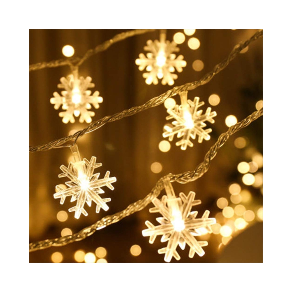 Quace Christmas Snowflake Light Plugin Waterproof 14 LED 3M Garden Fairy Lights for Christmas Festival |