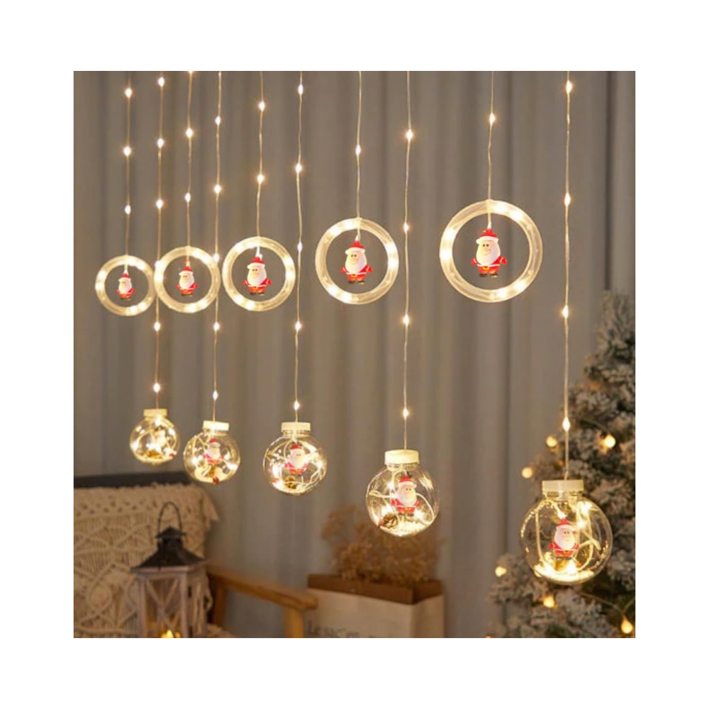 The Purple Tree Decorative Christmas Santa Ring and Wishball Curtain Lights for Christmas |