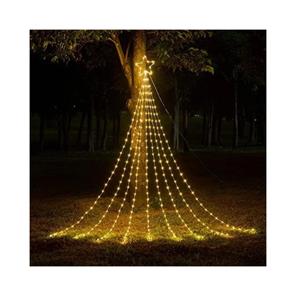 Desidiya Star String Waterfall LED Lights – Tree Fairy Lights with Top Star | 340 GM