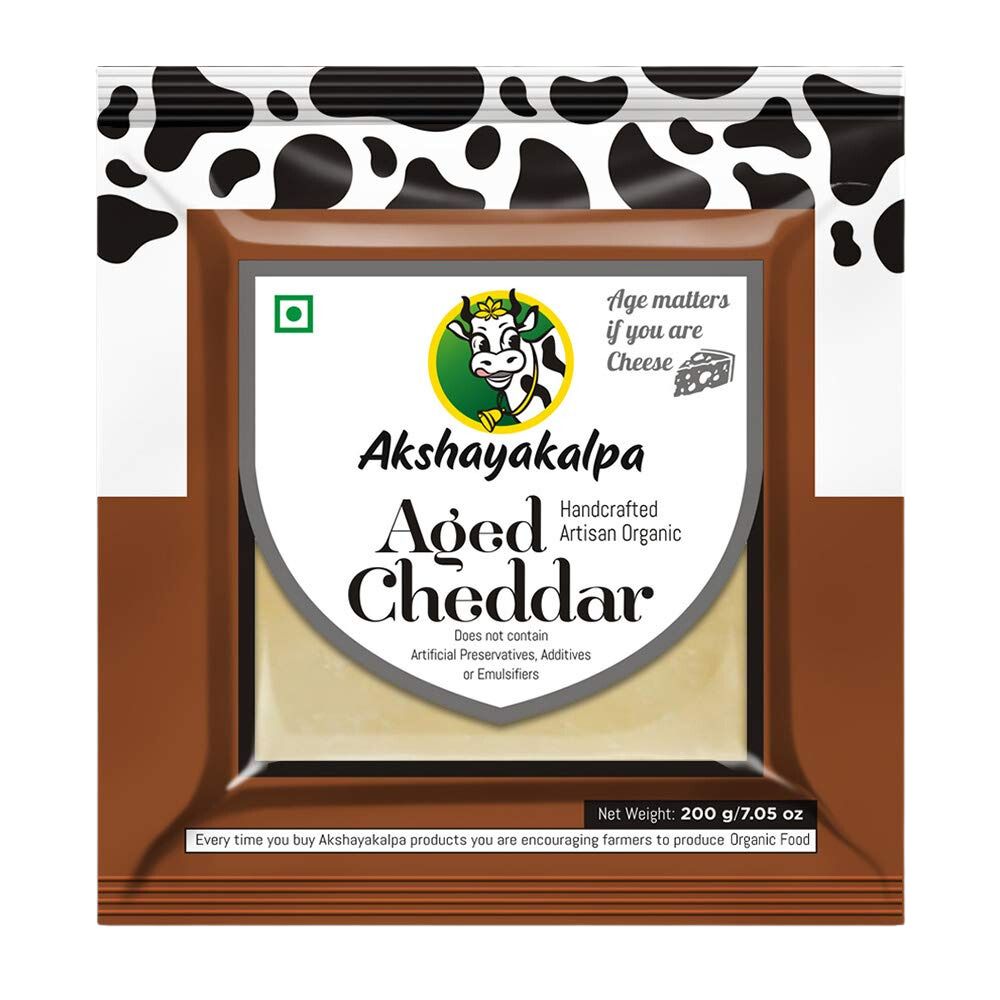 Akshayakalpa – Handcrafted Artisan Organic Aged Cheddar | 200 GM