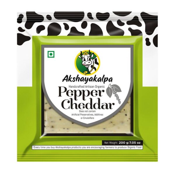 Akshayakalpa - Handcrafted Artisan Organic Pepper Cheddar | 200 g