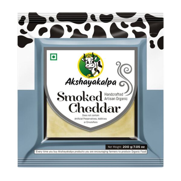 Akshayakalpa - Handcrafted Artisan Organic Smoked Cheddar | 200 g