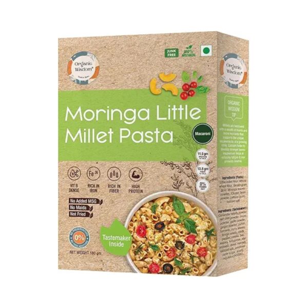 Organic Wisdom-Back to Roots Moringa Little Millet Macaroni Pasta | 180 g