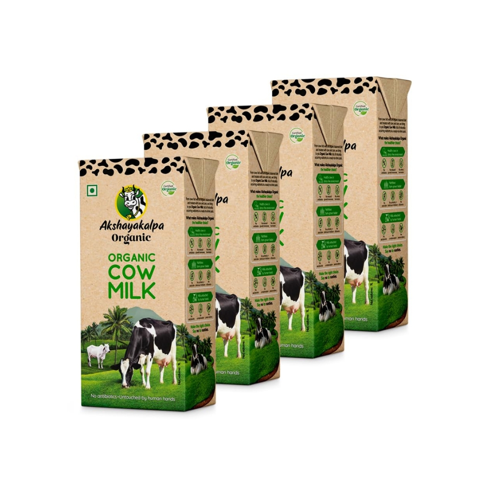 Akshayakalpa Organic Cow Milk | 1 l  [Pack of 4]