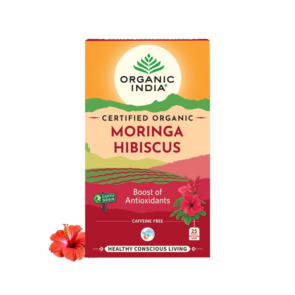 Organic INDIA Moringa Hibiscus [ 25 Tea Bags ] | 80 g Pack of 1