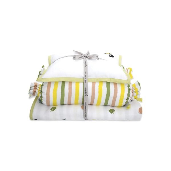 Masilo Organic Cotton Mini Crib Set Combo Includes Cot Bedding Essential for Infants, Soft & Comfortable Newborn Baby Gift - Toucan | 500 g