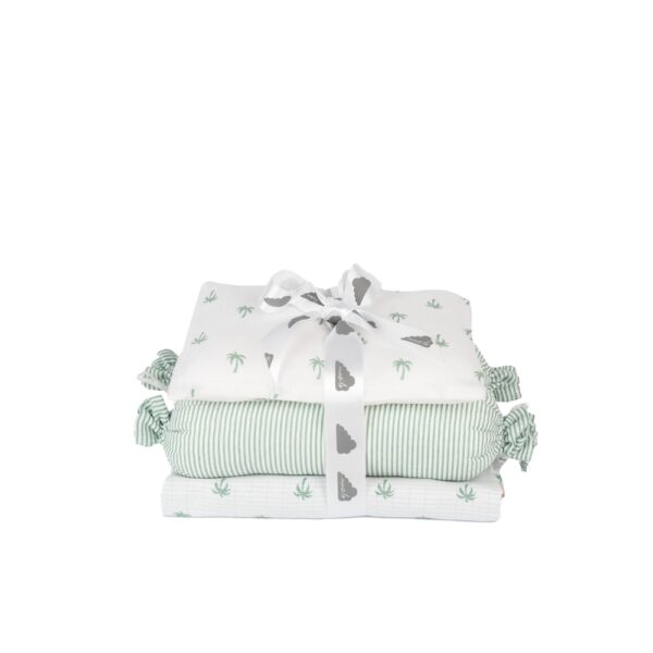 Masilo 100% Organic Muslin Mini Crib Set/Includes Blanket-Pillow-Bolsters/Essential Infant Cot Bedding Set/Soft & Comfortable/Baby Gift Set/Mini Newborn Nursery Bundle - Palm | ‎500 g