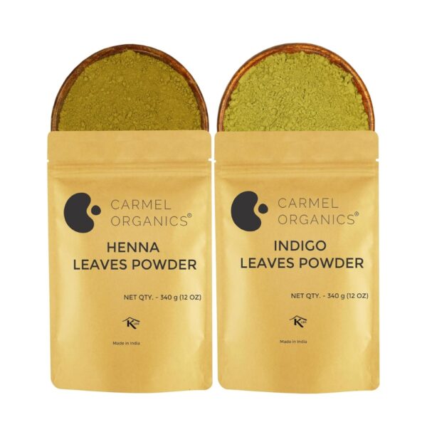 Carmel Organics Hair Color Henna & Indigo Leaves Powder | 340 g