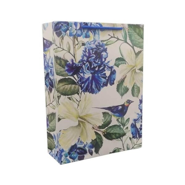 Arrow Paper Products Bags White Hibiscus Return Gift Bags (Pack of 10 | 28x20x7.5 Cm) | 350 g