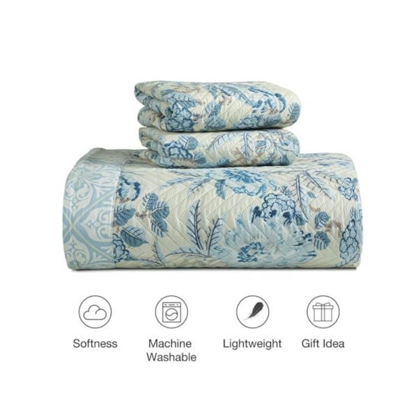 Bsb home All-Weather Embroidered 3 Pcs Comforter Set with Pillow Shams- Light Weight Bedspread/Duvet/Quilt - Double, 150 gsm | Multicolour | 1.08 kg - Image 2