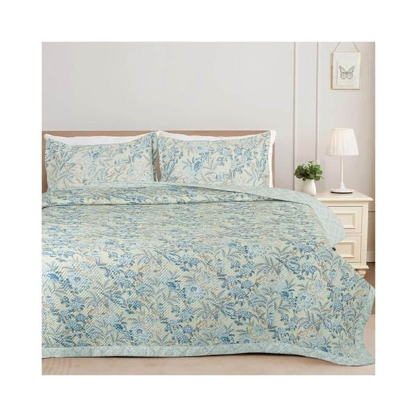 Bsb home All-Weather Embroidered 3 Pcs Comforter Set with Pillow Shams- Light Weight Bedspread/Duvet/Quilt - Double, 150 gsm | Multicolour | 1.08 kg