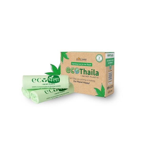 Eco Thaila - Eco Friendly Garbage Bags Compostable | Small Size - Pack of 3 (45 bags) | Biodegradable | Waste Dustbin/Trash Bags | Used in Kitchen, Hotels, and Hospital | 17 X 19 Inches | 750 g