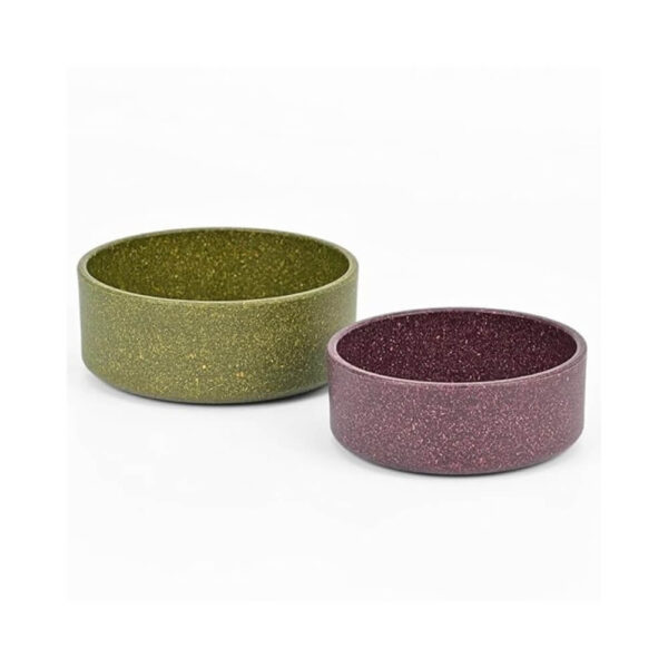 Eha Earth-Friendly Pet Bowls for Dogs&Cats | Dog Bowl Set of 2 | 1200 Ml & 650 Ml | Pet Bowl Made with Rice Husk & Bamboo Fibers | Dog Food Bowl | Anti-Skid | Yellogreen-Purple | 550 g