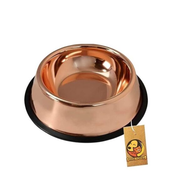 Foodie Puppies Stainless Steel Bowl for Dogs, Cats & Any Pets - 700ml I Non-Skid Rubber Bottom Food/Water Bowl I Non-Toxic & 100% Safe for Pets (Copper, Plain) | 100 g