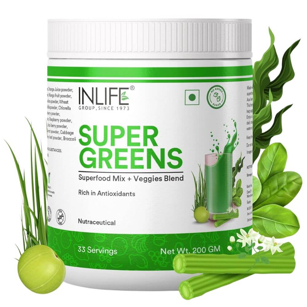 INLIFE Super Greens Powder Supplement | 200 g