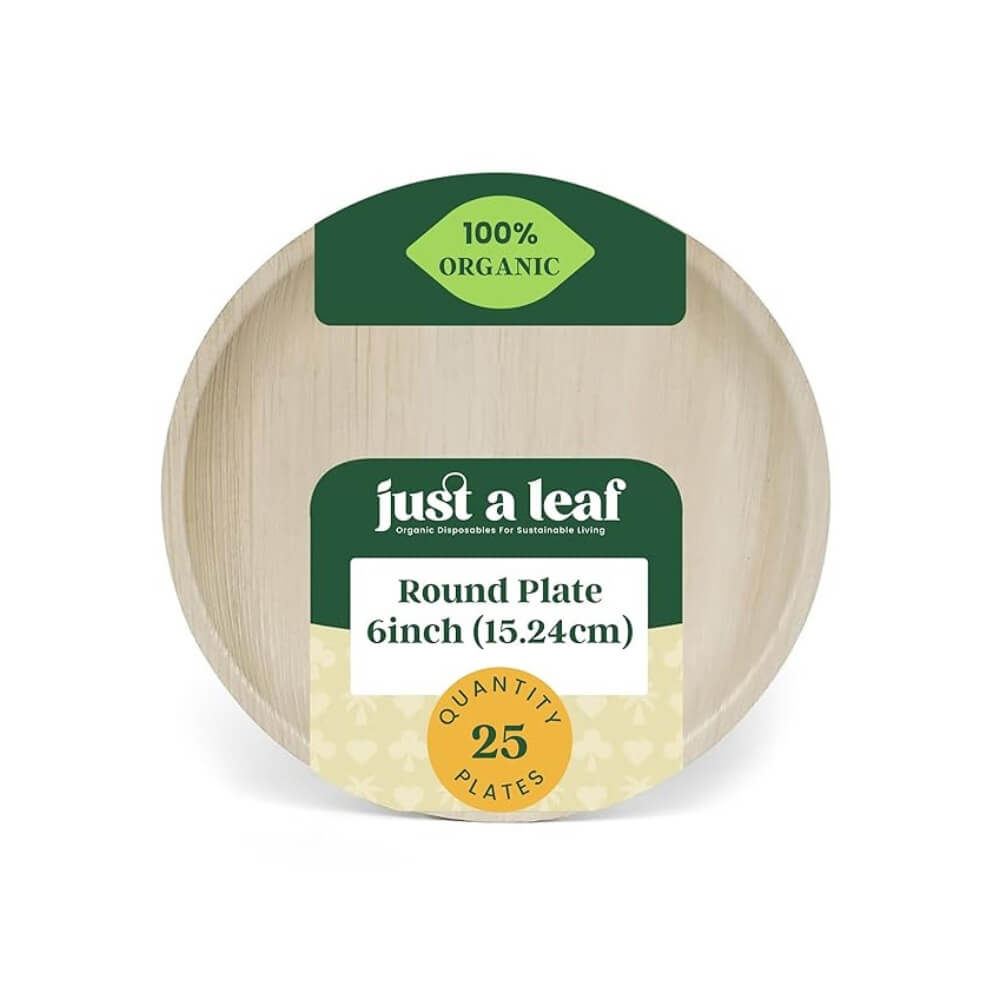 Just a leaf Areca Palm Leaf Round Plates [6 Inch, Pack of 25] (15.24Cm) | 375 g