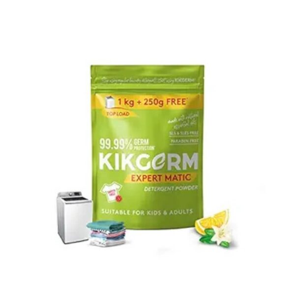 Kikgerm Plant Based Top Load Laundry Detergent Powder - Natural, Eco-friendly, Non-toxic, Chemical-free, Biodegradable - Skin Safe, Pet Safe - Tough Stain Remover  |1.25 Kg