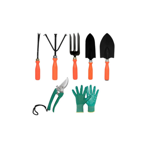 Kraft Seeds by 10Club Gardening Tools Kit - 7 Pcs (Cultivator, Fork, Trowels, Weeder, Garden Gloves, Pruner Cutter) | Gardening Tools Set For Home | Indoor and Outdoor Gardening | 800 g