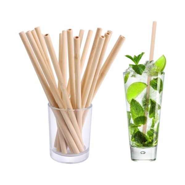 NJ Organic Bamboo Straws with Cleaning Brush 8 Inches,Biodegradable Reusable Straw for Kids and Adults, Handcrafted Natural Alternative to Plastic, BPA Free Non-Toxic and No Inks Dyes Straws:6 Pcs | 45 g