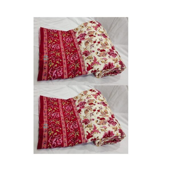 Namaste India Single Bed Jaipuri Razai Organic Pure Cotton Jaipuri rajai Ac Quilt for All Season Soft Light Weight Rajasthani Cotton Quilt 55 x 85 inch (Pink) Set of 2 | 1.08 kg - Image 2