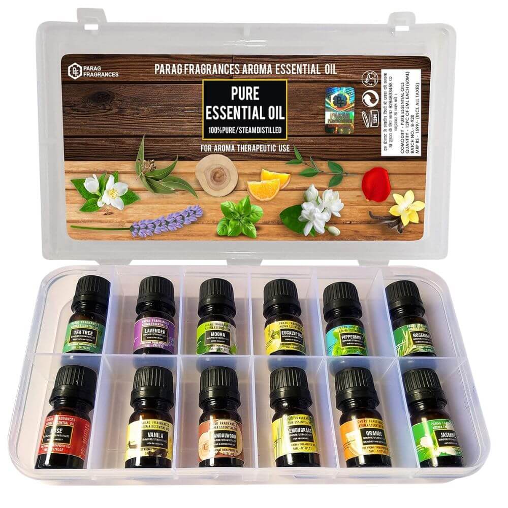 Parag Fragrances Pure Natural & Organic Essential Oils Set (Pure 12 in 1)