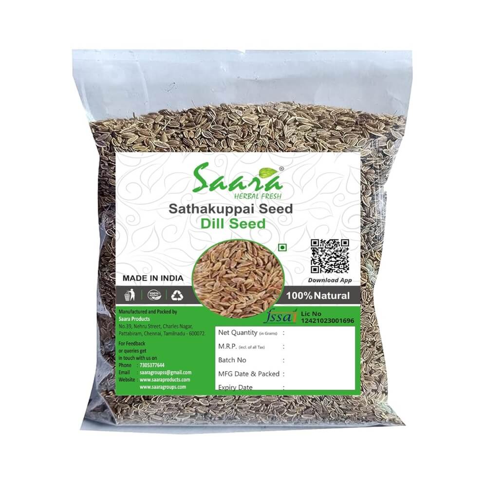 Saara herbal fresh Sathakuppai Seeds, Pencedanum Grande Seeds, Dill Seeds, Suwa Seeds, Help to maintain the blood pressure level, 200g (Pack of 2 X 100g)