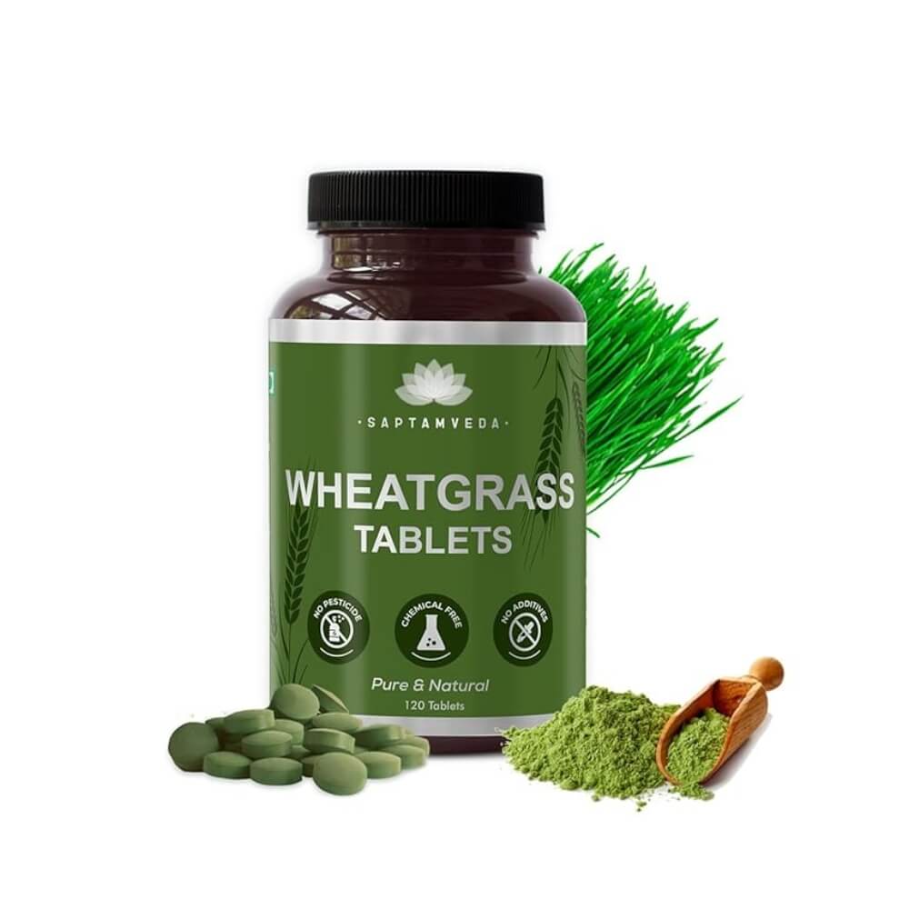 Saptamveda Organic Wheat Grass Tablets | (120 Tablets, 500 g)