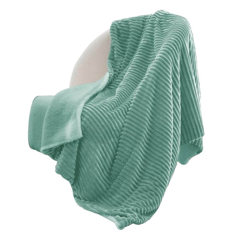Pencil Pattern Flannel Fleece Sherpa Blanket | Mint Green