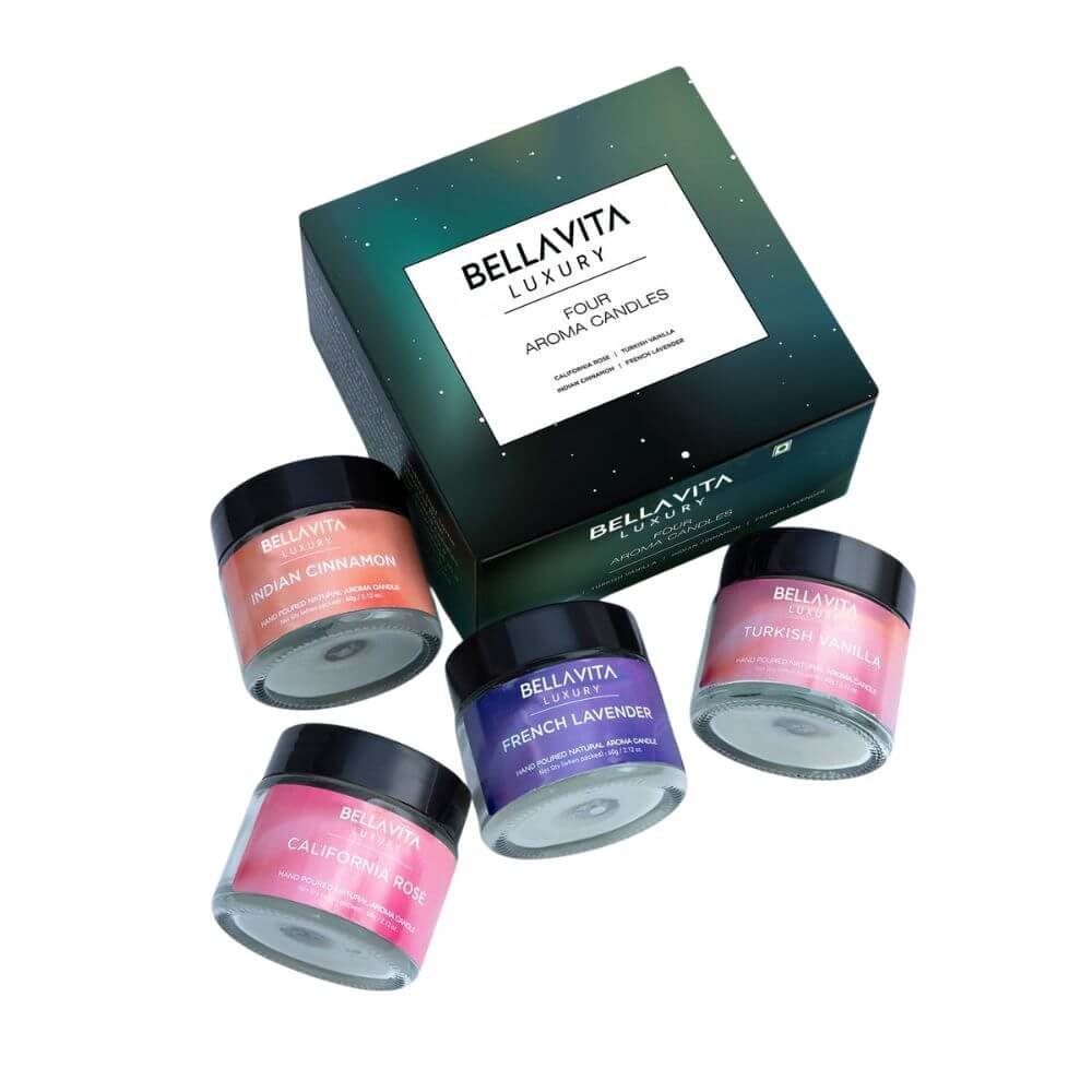 Bella Vita Organic Soy Wax Aroma Candles Set Of 4 | 60 G Each